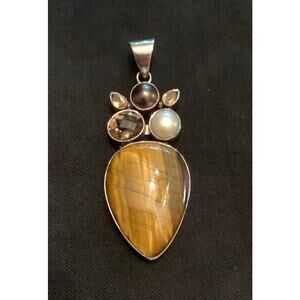 Arya Sterling Silver Multi Stone Pendant